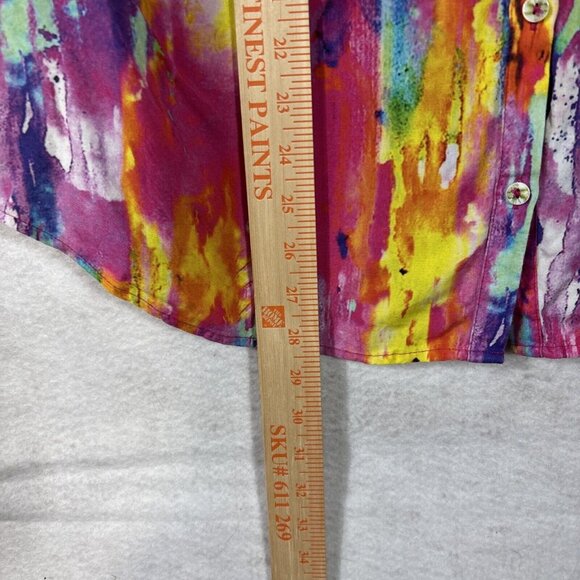 Soft Surroundings Multi Color Full Button Top Shirt Med Festival Boho Rainbow - Picture 13 of 14